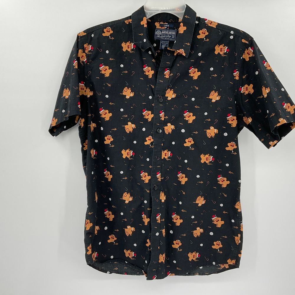 American Rag Mens Short Sleeve Shirt Size Large Pre-Owned (Z168)